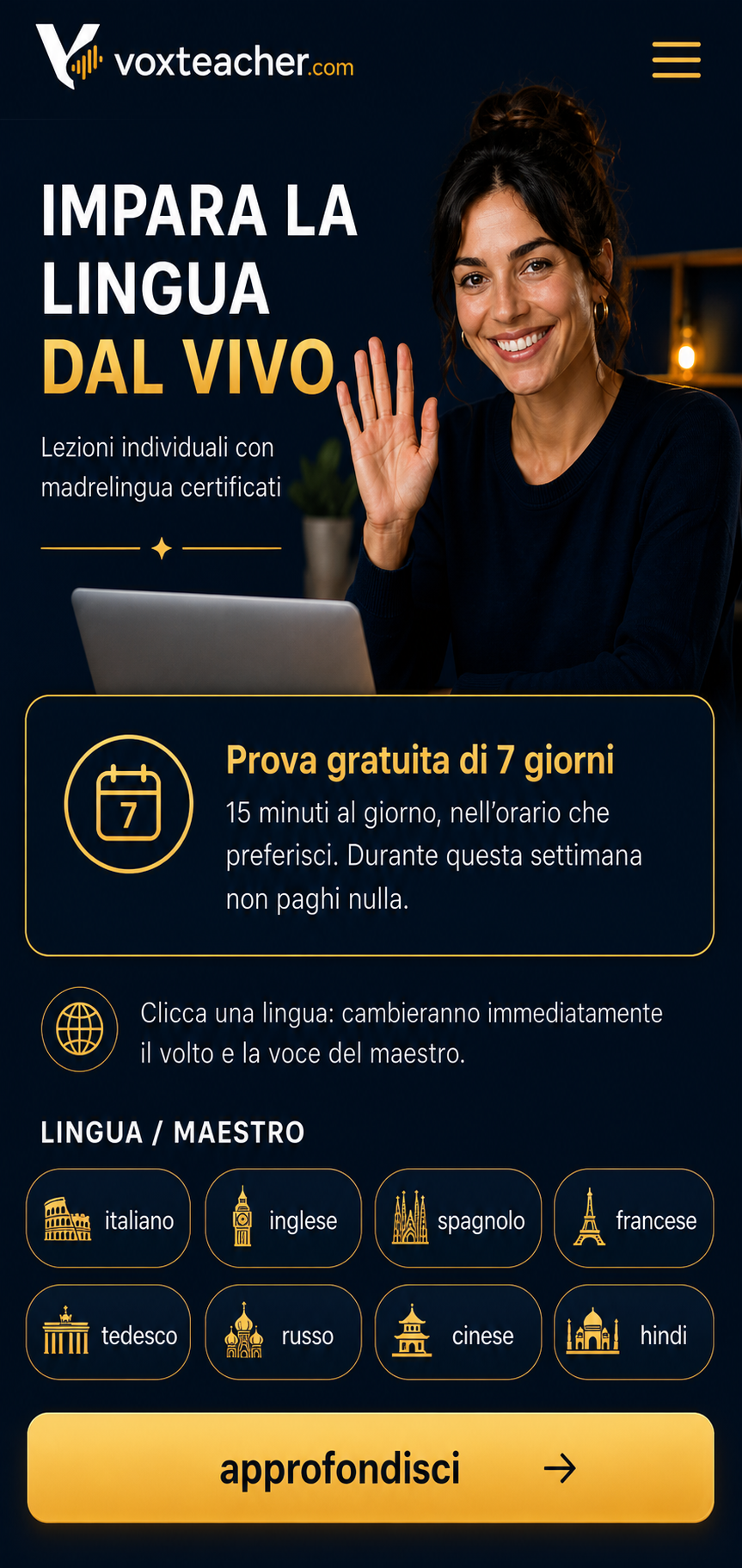 Landing VoxTeacher approvata